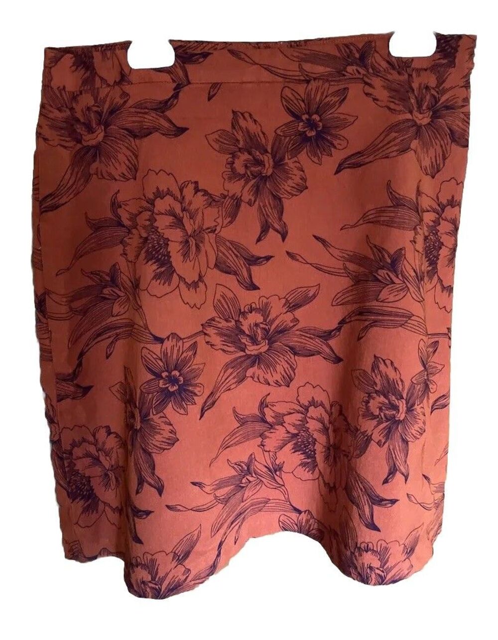 Margaret M Women’s A-line Stretch Pull On Skirt Size S Rust Orange Floral Boho